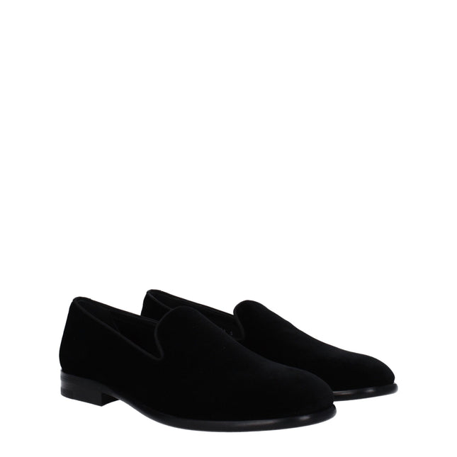 Dolce & Gabbana Black Velvet Slip-On Loafers