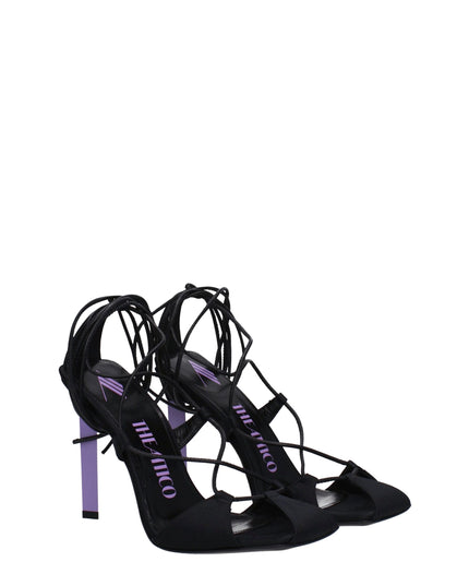 The Attico Black Fabric Stiletto Heel Sandals