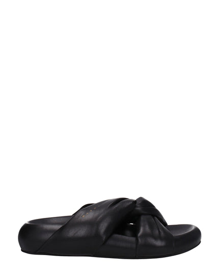 Marni Black Leather Slippers