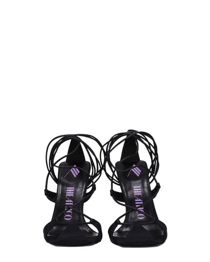 The Attico Black Fabric Stiletto Heel Sandals