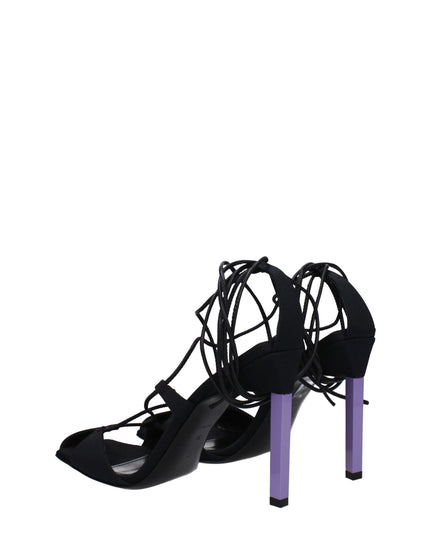 The Attico Black Fabric Stiletto Heel Sandals