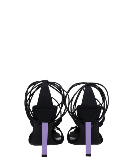 The Attico Black Fabric Stiletto Heel Sandals