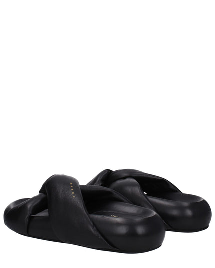 Marni Black Leather Slippers