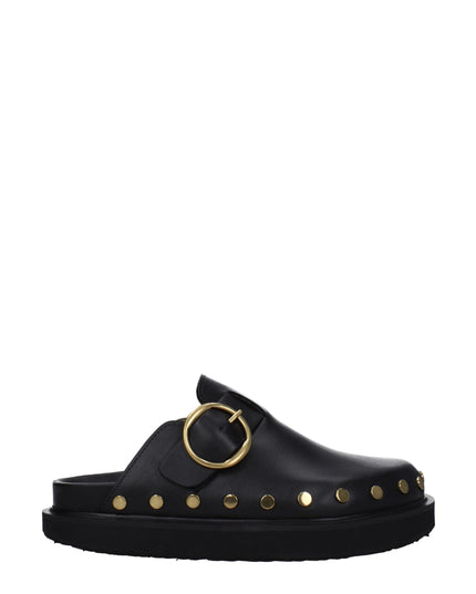 Isabel Marant Black Leather Slippers