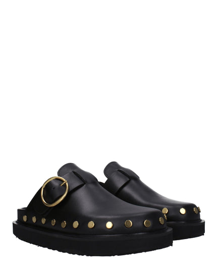 Isabel Marant Black Leather Slippers