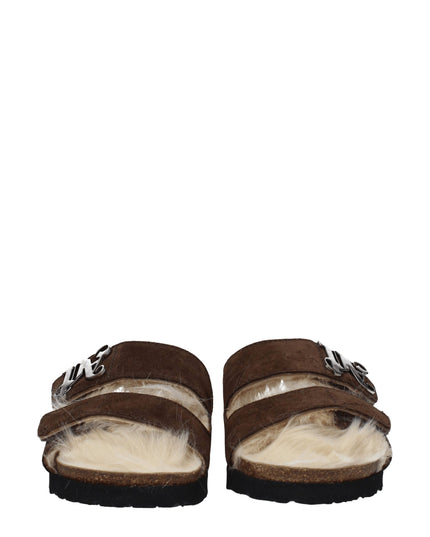 Palm Angels Brown Leather Slippers