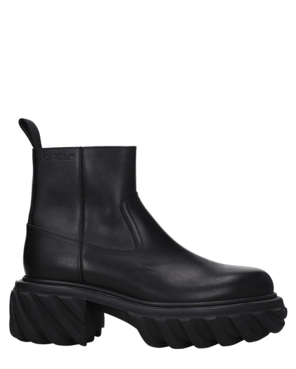 Off-White Black Leather Ankle Boots