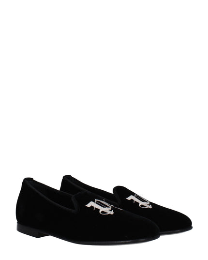 Palm Angels Black Velvet Slip-On Loafers