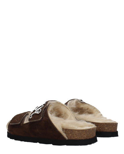 Palm Angels Brown Leather Slippers