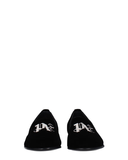 Palm Angels Black Velvet Slip-On Loafers