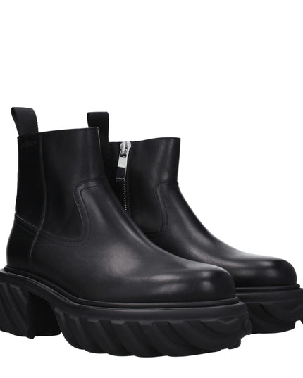 Off-White Black Leather Ankle Boots