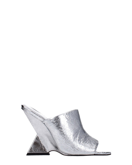 The Attico Gray Leather Platform Sandals