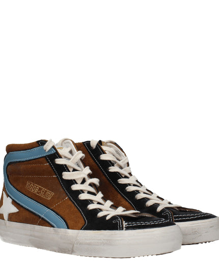 Golden Goose Brown Leather High Top Sneakers