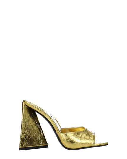The Attico Gold Leather Platform Sandals
