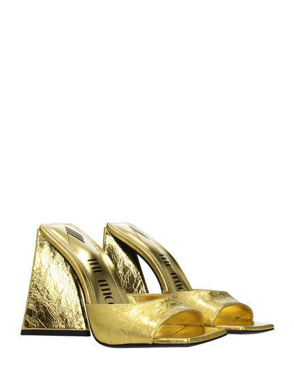 The Attico Gold Leather Platform Sandals