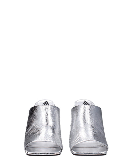 The Attico Gray Leather Platform Sandals