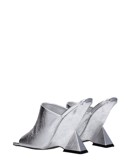 The Attico Gray Leather Platform Sandals