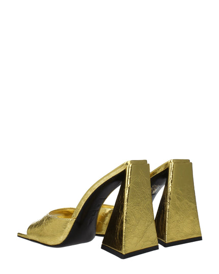 The Attico Gold Leather Platform Sandals
