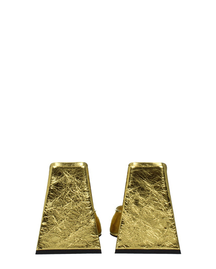 The Attico Gold Leather Platform Sandals