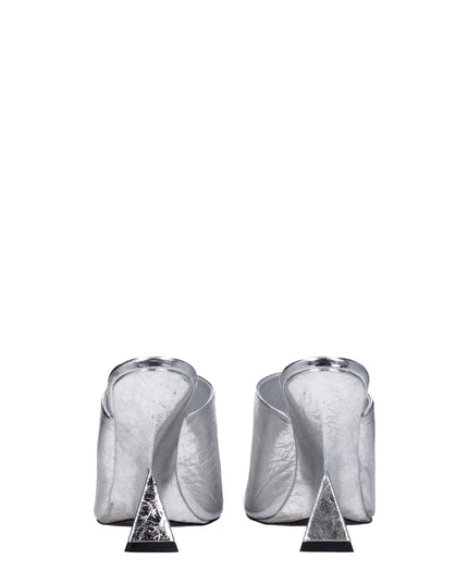 The Attico Gray Leather Platform Sandals