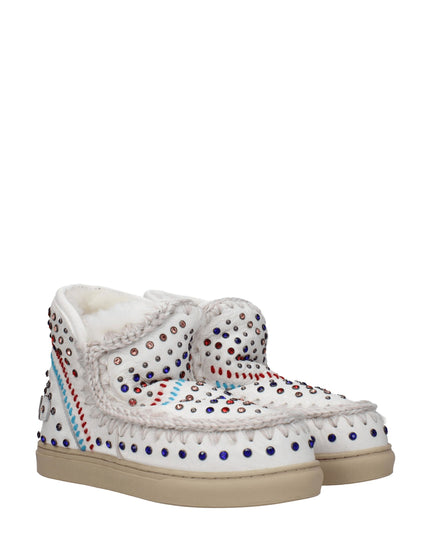 Mou White Leather Ankle Boots