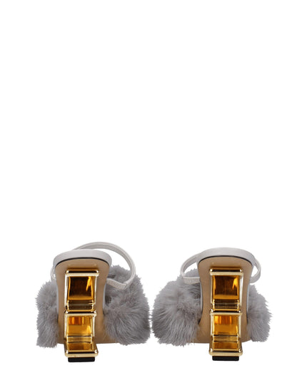 Fendi Gray Mink Slippers