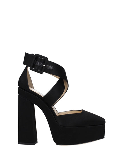 Jimmy Choo Black Satin Platform Sandals