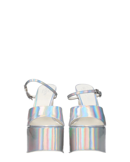 Valentino Garavani Gray Leather Platform Sandals