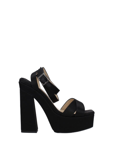 Jimmy Choo Black Satin Platform Sandals