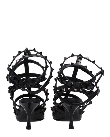 Valentino Garavani Black Leather Stiletto Heel Sandals