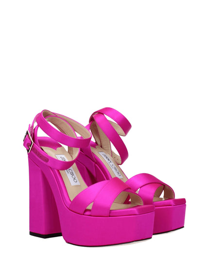 Jimmy Choo Pink Satin Platform Sandals
