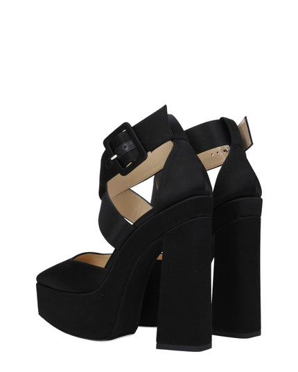 Jimmy Choo Black Satin Platform Sandals
