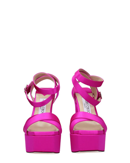 Jimmy Choo Pink Satin Platform Sandals