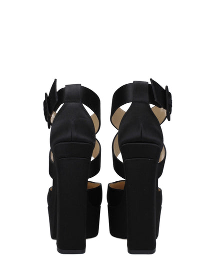 Jimmy Choo Black Satin Platform Sandals