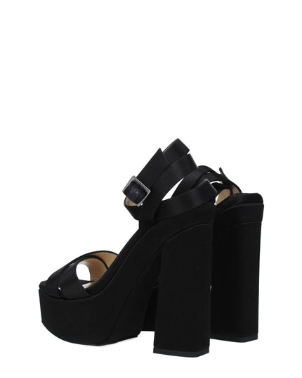 Jimmy Choo Black Satin Platform Sandals