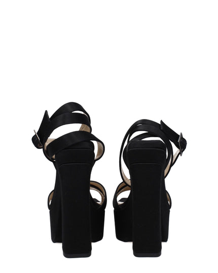 Jimmy Choo Black Satin Platform Sandals