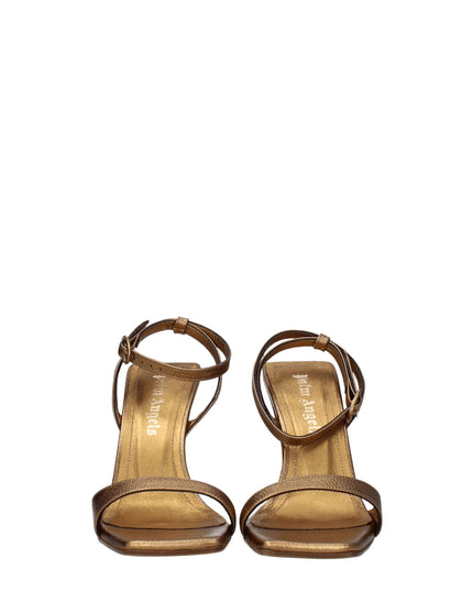 Palm Angels Gold Leather Platform Sandals