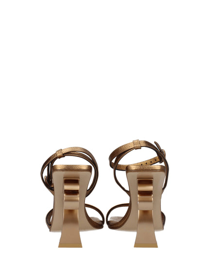 Palm Angels Gold Leather Platform Sandals