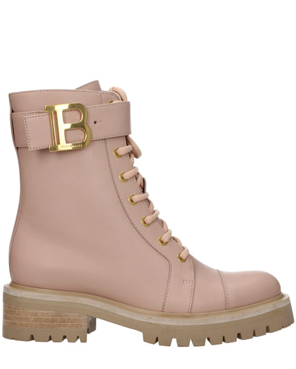 Balmain Beige Leather Ankle Boots