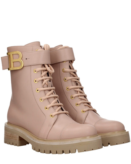 Balmain Beige Leather Ankle Boots