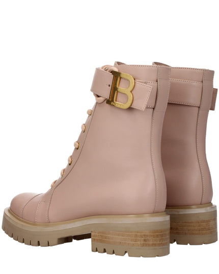 Balmain Beige Leather Ankle Boots