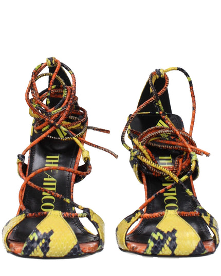 The Attico Orange Leather Stiletto Heel Sandals
