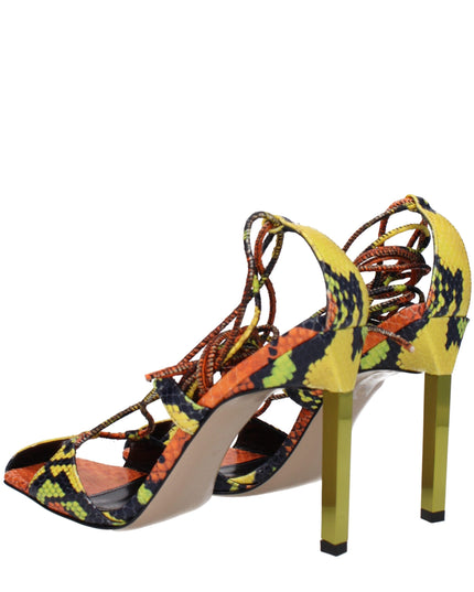 The Attico Orange Leather Stiletto Heel Sandals
