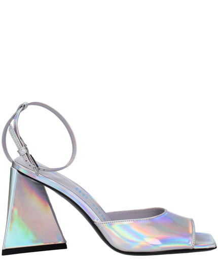 The Attico Gray Leather Platform Sandals