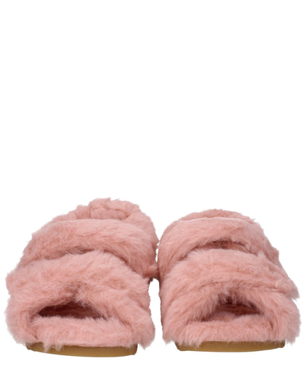 Max Mara Pink Fur Flat Sandals