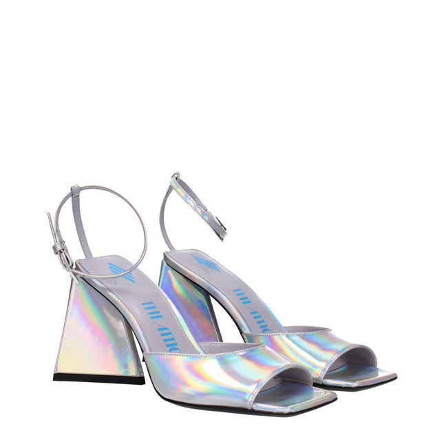 The Attico Gray Leather Platform Sandals