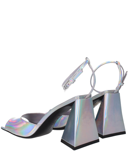 The Attico Gray Leather Platform Sandals