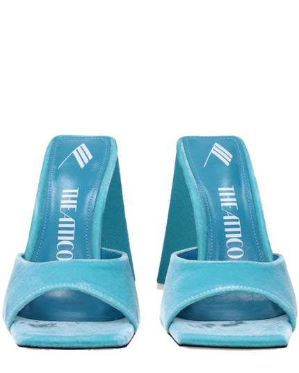 The Attico Light Blue Velvet Platform Sandals