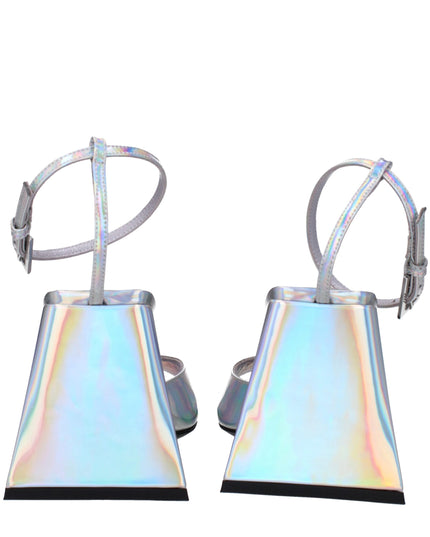 The Attico Gray Leather Platform Sandals