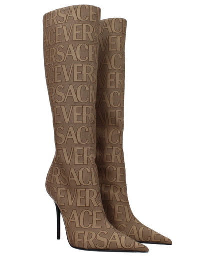 Versace Beige Fabric Boots